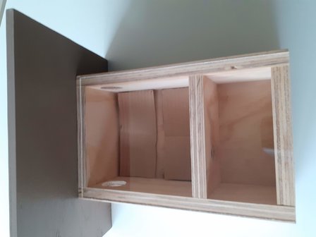 Binnenkant hommelkast met venster