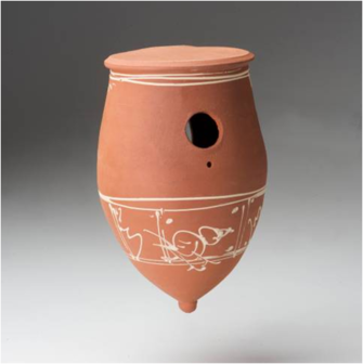 Terracotta vogelpot  met vogel versiering 