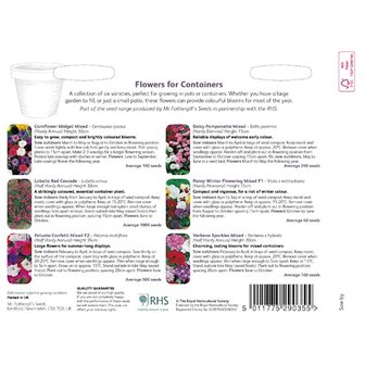 Zaden voor een collectie bloemen voor in potten
