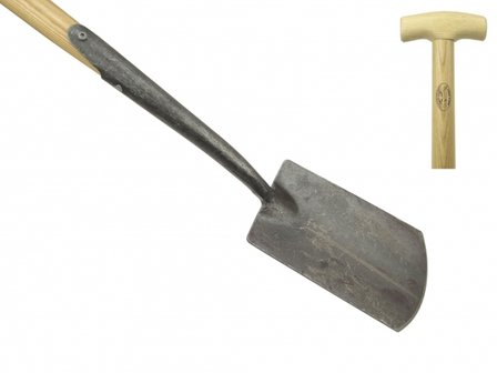 De Wit Zwanehals spade met lip en essen houten steel van 75cm