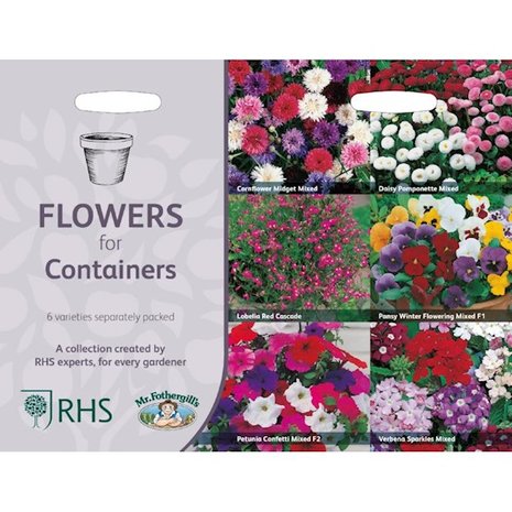 Zaden voor een collectie bloemen voor in potten