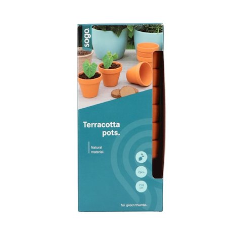 SOGO Stenen terracotta potjes 7/8cm 7st. 